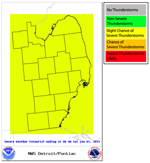 NWS Detroit area severe weather outlook May 30, 2013