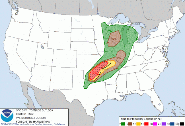 Tornado outlook May 31, 2013 12:30pm onward