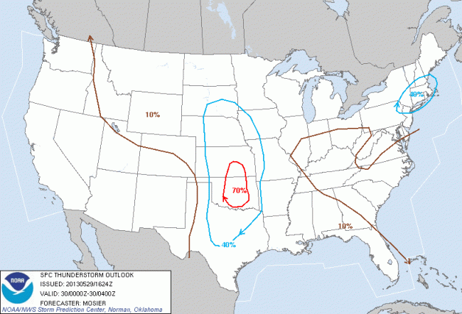 Thunderstorm Outlook 2013-05-29 8pm-midnight