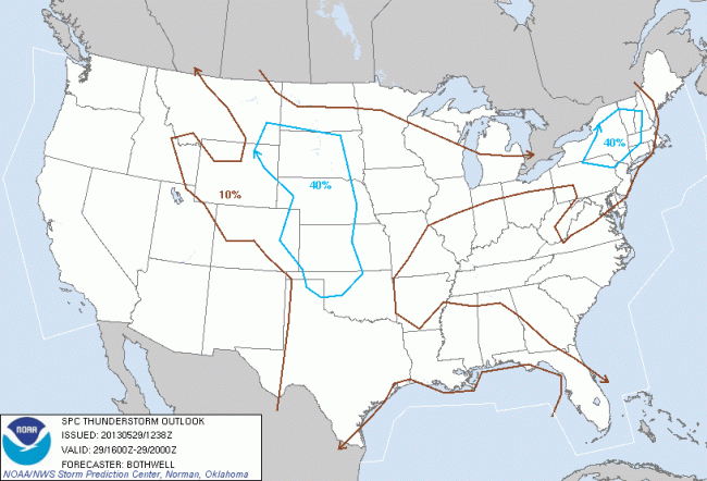 Thunderstorm Outlook 2013-05-29 noon-4pm