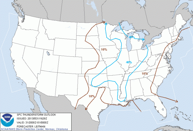 Thunderstorm Outlook May 31, 2013 4-8pm