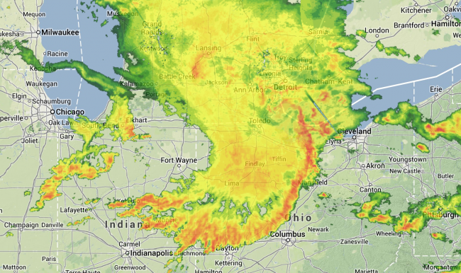 NEXRAD Composite via Weather Underground June 14, 2013 1:36am EDT