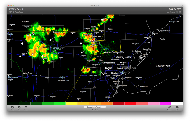 KDTX Composite Reflectivity June 24, 2013 7:44pm