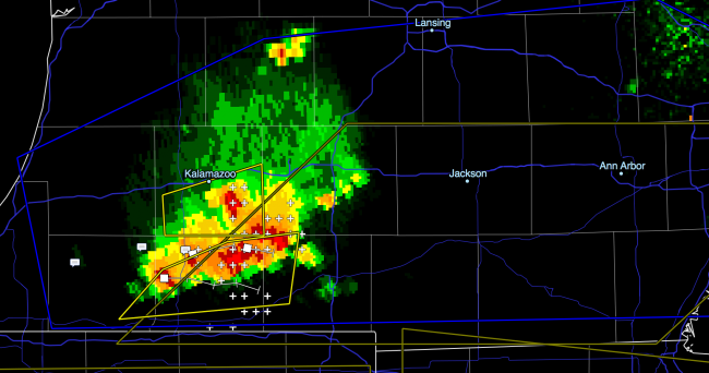 KDTX Composite Reflectivity, SW MI crop, 6:41pm EDT June 25 2013