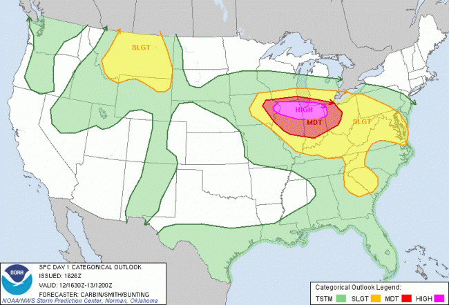 SPC Day 1 Convective Outlook June 12, 2012 12:30 EDT