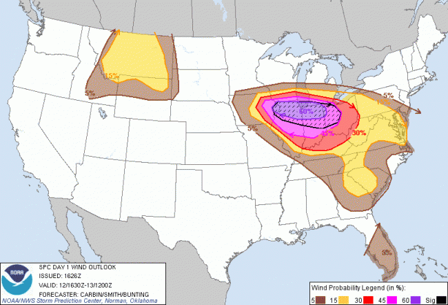 SPC Day 1 Wind Outlook June 12, 2012 12:30 EDT