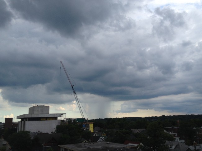 Highly localized rainfall from a thunderstorm south of downtown Ann Arbor, July 15, 2013