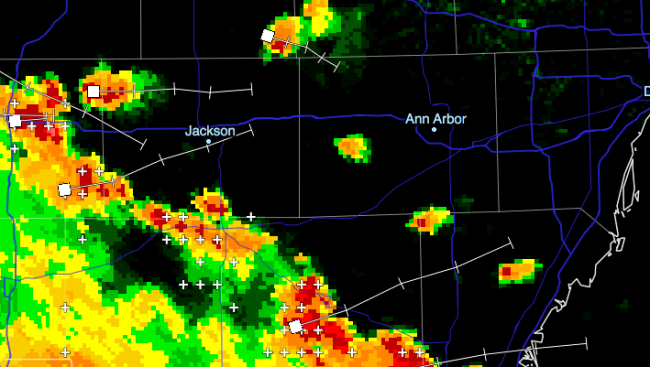 NWS-DTX Composite Reflectivity crop July 9, 2013 4:28pm