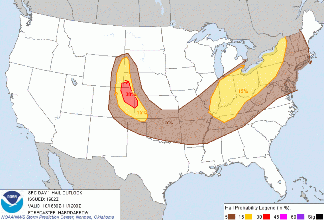 SPC day one hail outlook July 10 2013 12:30pm - July 11 8am